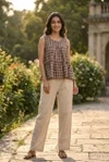 Lw 9332 Checks Linen Cotton Top With Bottom Collections